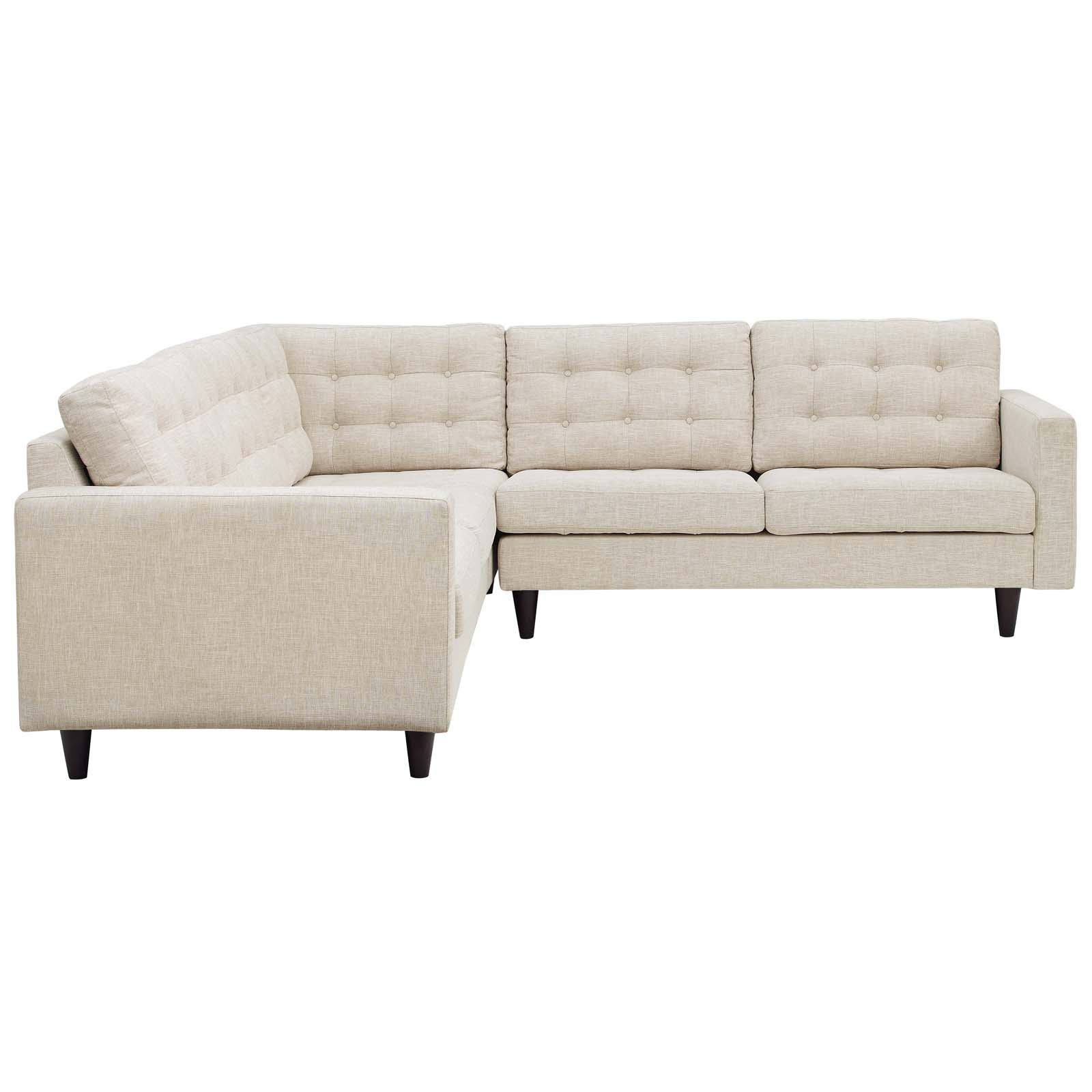 Empress 3 Piece Upholstered Fabric Sectional Sofa Set Beige by Modway