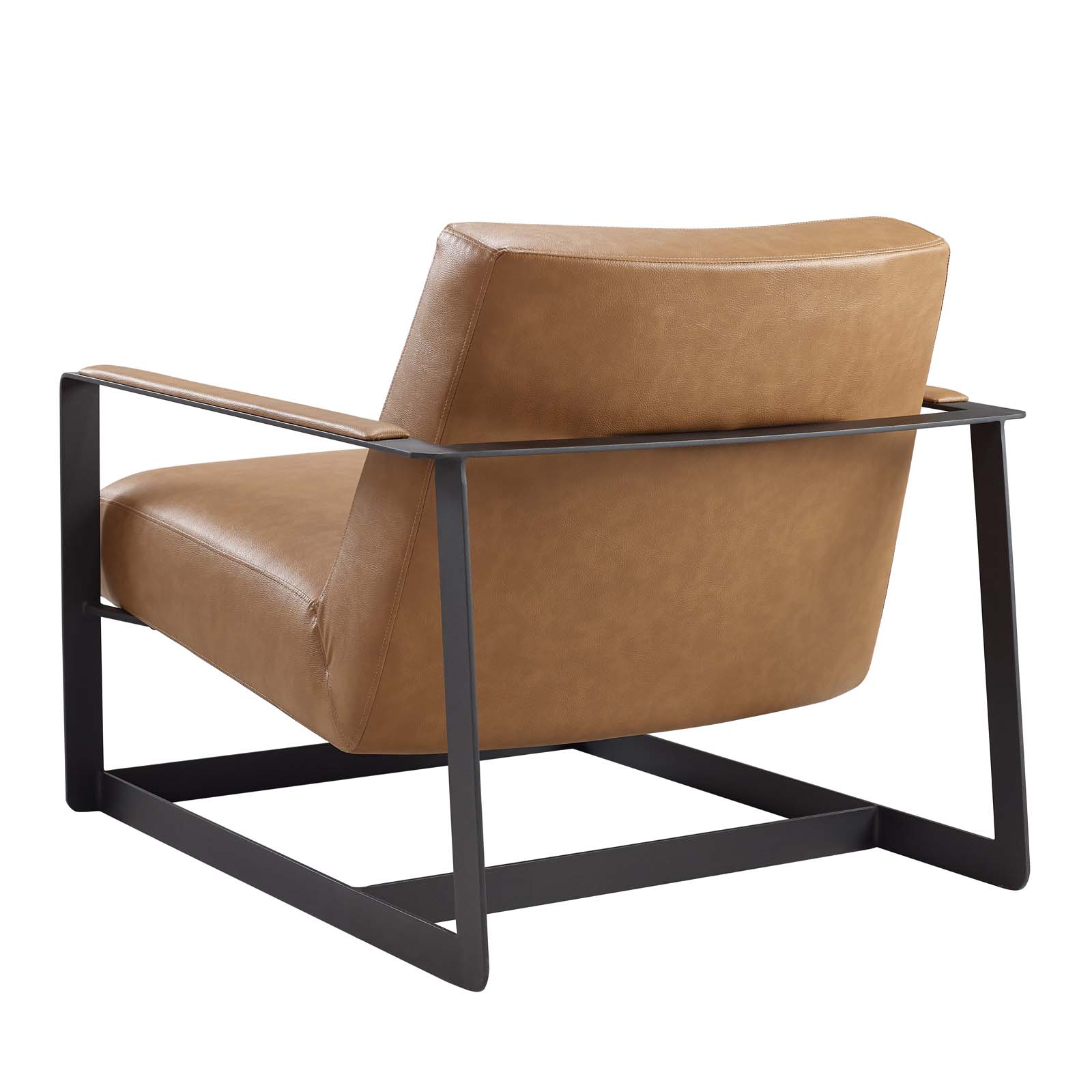Seg Vegan Leather Upholstered Vinyl Accent Chair Tan
