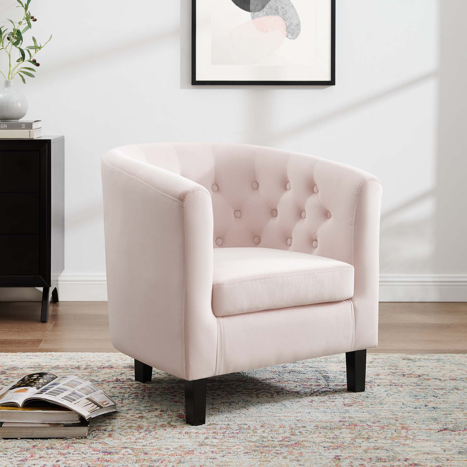 Prospect Performance Velvet Armchair in Pink | Polyester by Modway