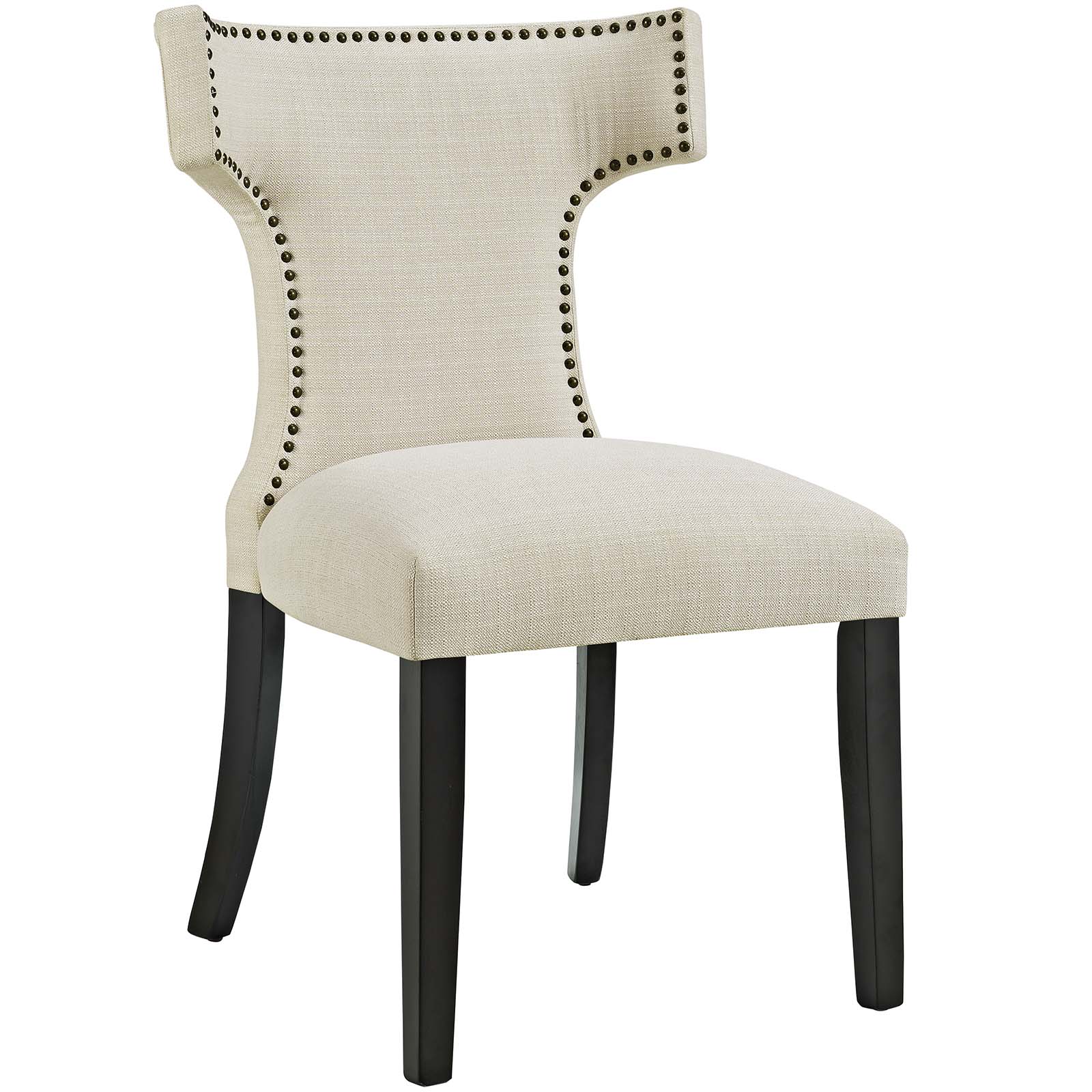 Curve Dining Side Chair Fabric Set of 2 Beige