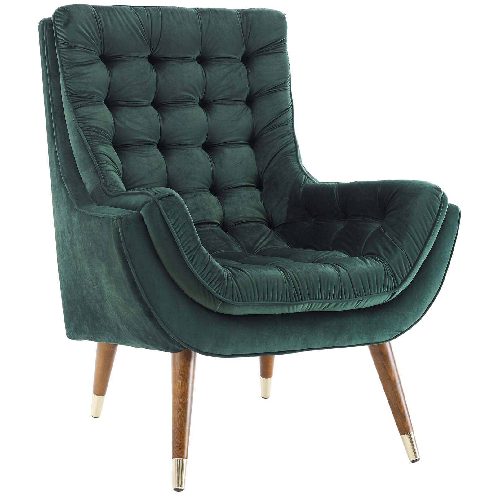 Suggest Button Tufted Upholstered Velvet Lounge Chair Green