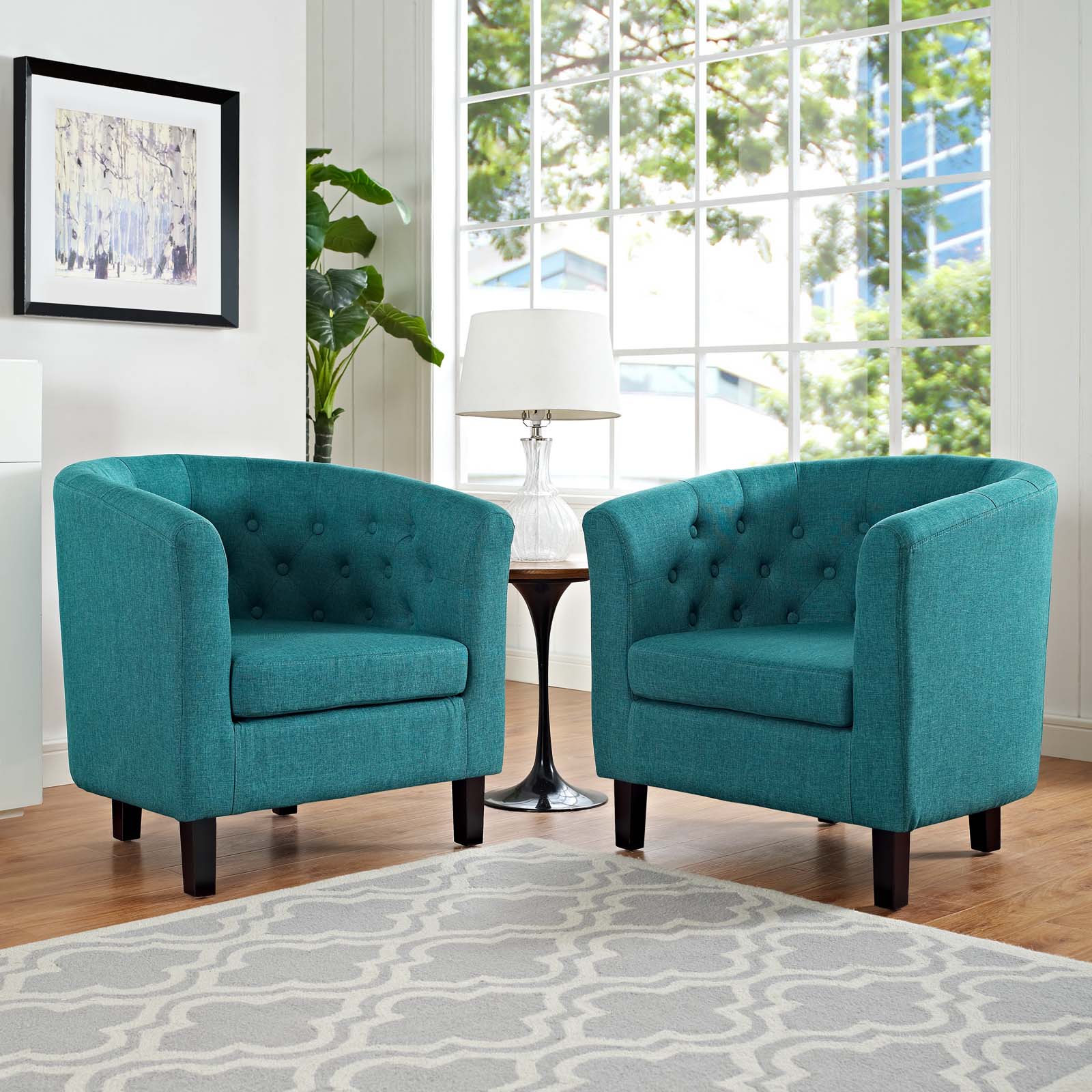 Prospect 2 Piece Upholstered Fabric Armchair Set Teal