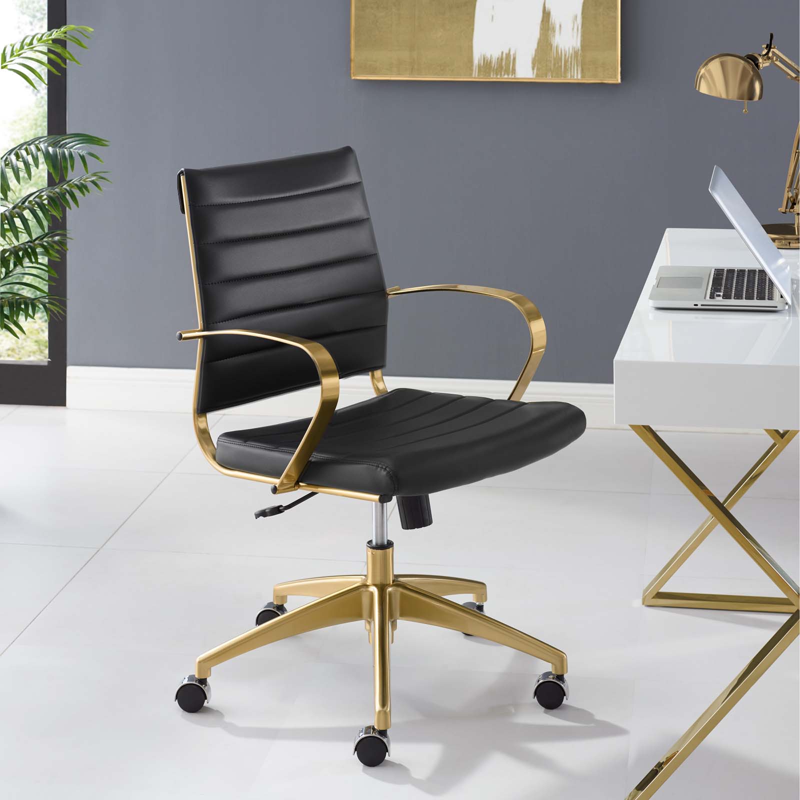 Jive Gold Stainless Steel Midback Office Chair Gold Black