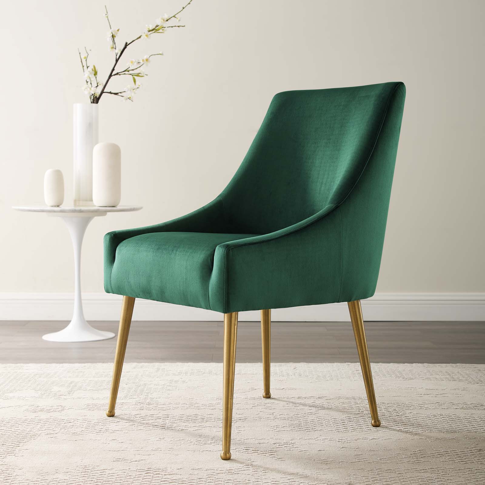 Discern Upholstered Performance Velvet Dining Chair Green