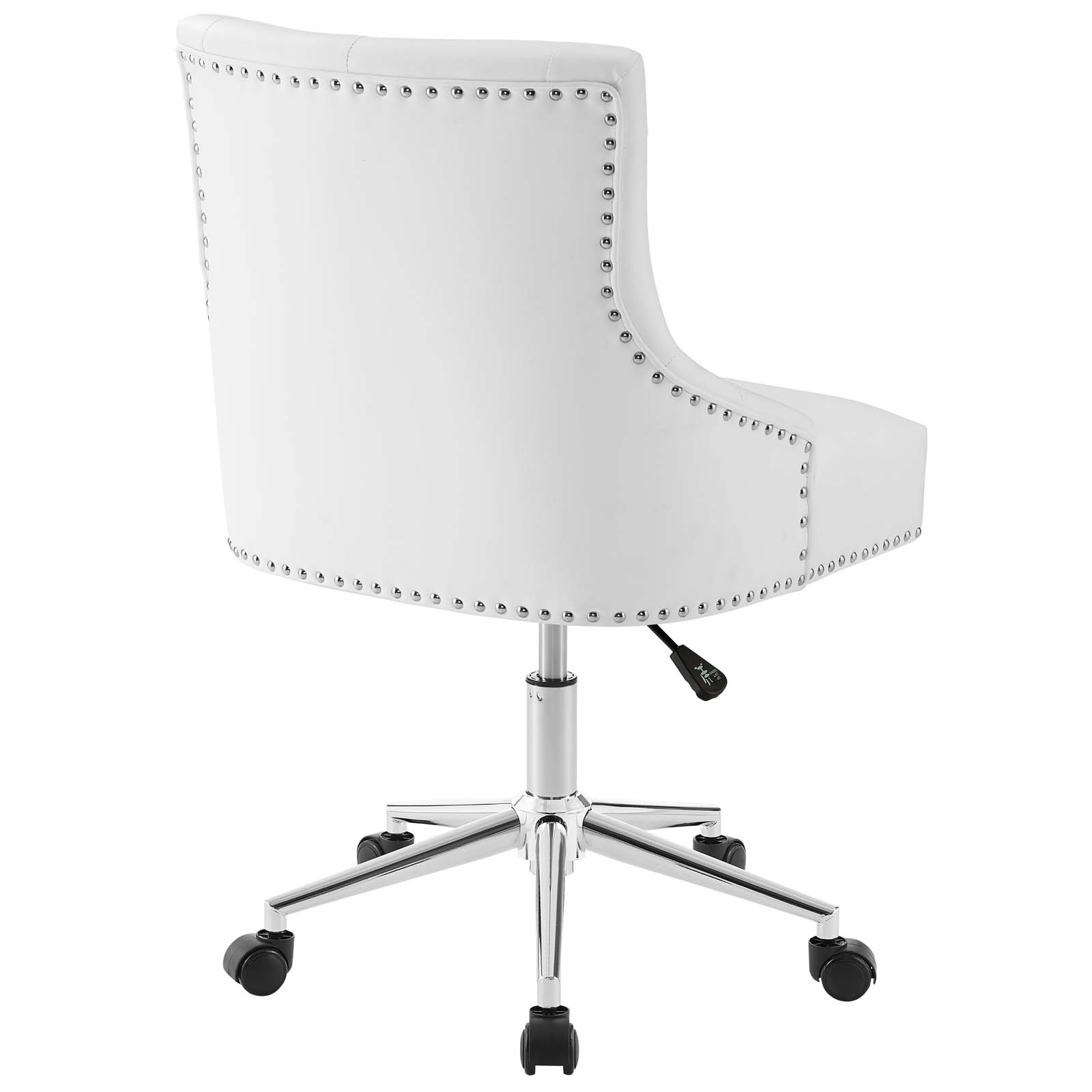 Regent Tufted Button Swivel Faux Leather Office Chair White