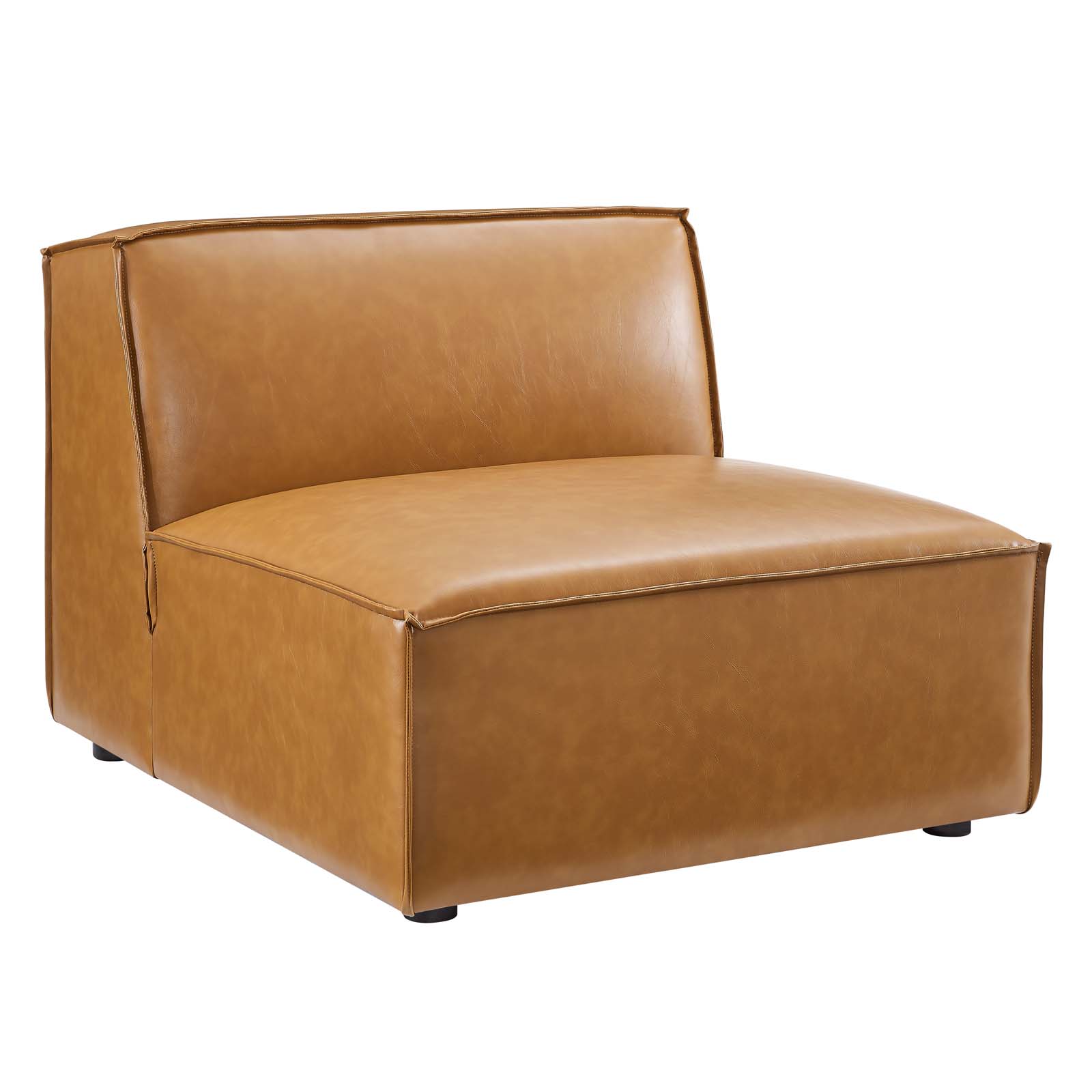 Restore Vegan Leather Sectional Sofa Armless Chair Tan
