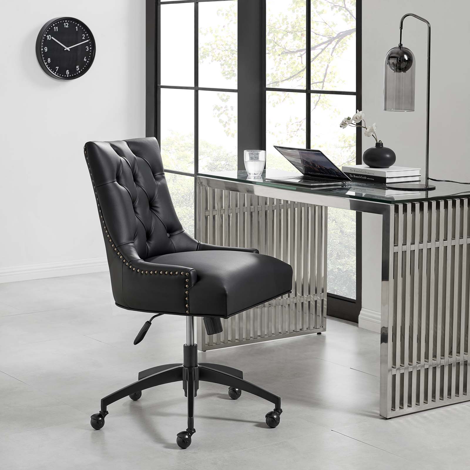 Regent Tufted Vegan Leather Office Chair Black Black