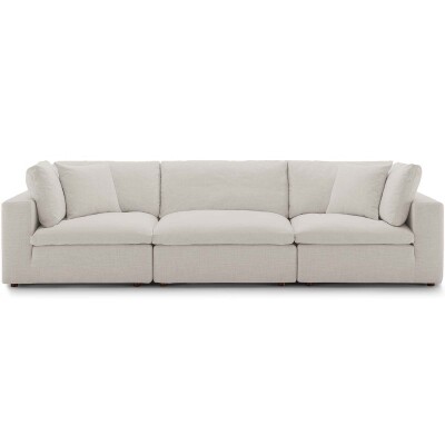 EEI-3355-BEI Commix Down Filled Overstuffed 3 Piece Sectional Sofa Set Beige
