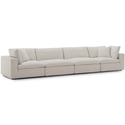 EEI-3357-BEI Commix Down Filled Overstuffed 4 Piece Sectional Sofa Set Beige