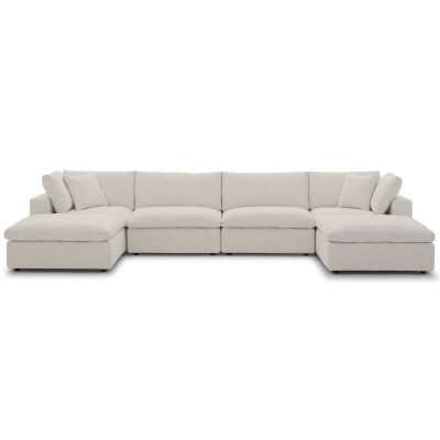 EEI-3362-BEI Commix Down Filled Overstuffed 6 Piece Sectional Sofa Set Beige