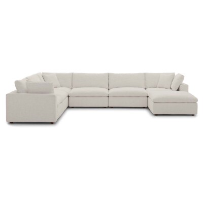 EEI-3364-BEI Commix Down Filled Overstuffed 7 Piece Sectional Sofa Set Beige