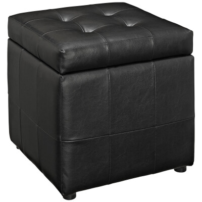 EEI-1044-BLK Volt Storage Upholstered Vinyl Ottoman Black