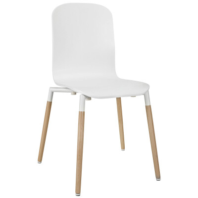 EEI-1054-WHI Stack Dining Wood Side Chair White