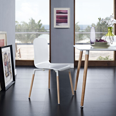 EEI-1054-WHI Stack Dining Wood Side Chair White