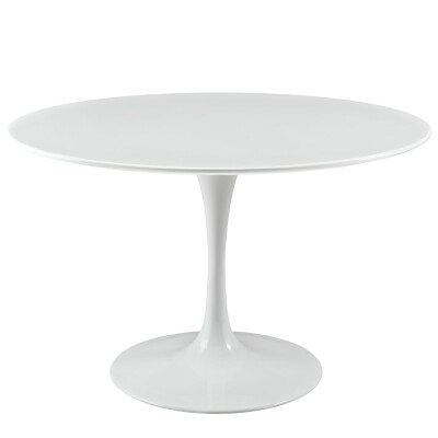 EEI-1118-WHI Lippa 47" Round Wood Top Dining Table White