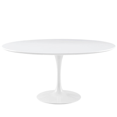 EEI-1120-WHI Lippa 60" Round Wood Top Dining Table White