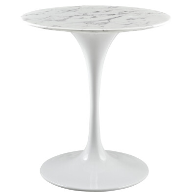 EEI-1128-WHI Lippa 28" Round Artificial Marble Dining Table White