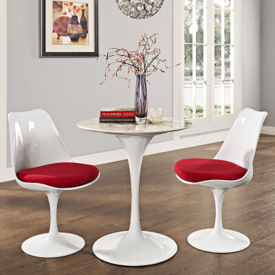 EEI-1128-WHI Lippa 28" Round Artificial Marble Dining Table White