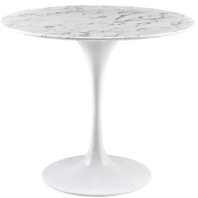 EEI-1129-WHI Lippa 36" Round Artificial Marble Dining Table White