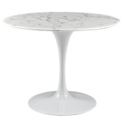EEI-1130-WHI Lippa 40" Round Artificial Marble Dining Table White