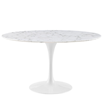 EEI-1132-WHI Lippa 54" Round Artificial Marble Dining Table White