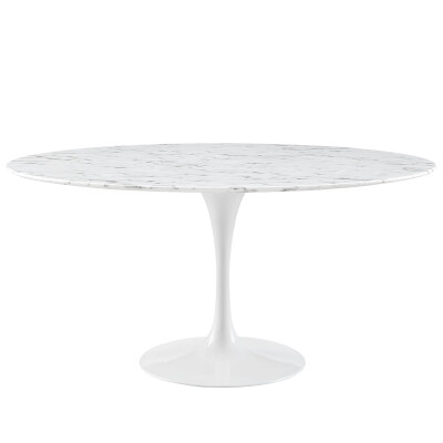 EEI-1133-WHI Lippa 60" Round Artificial Marble Dining Table White