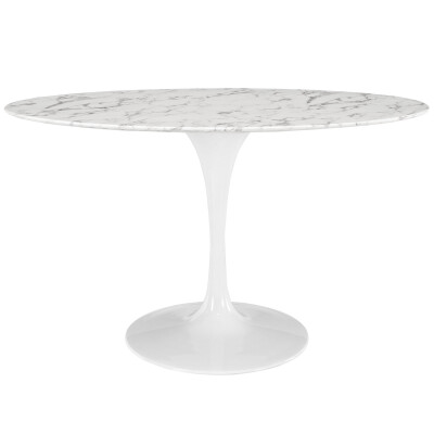EEI-1134-WHI Lippa 54" Oval Artificial Marble Dining Table White