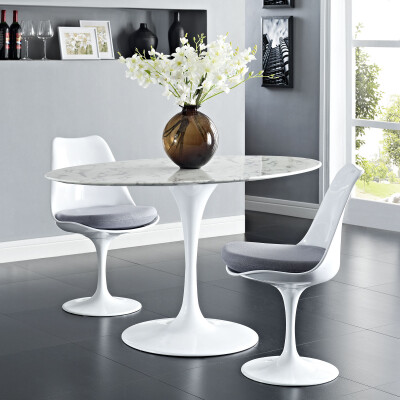 EEI-1134-WHI Lippa 54" Oval Artificial Marble Dining Table White