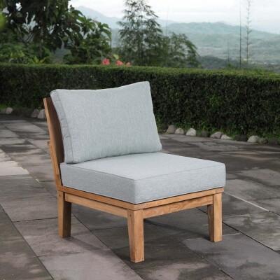 EEI-1150-NAT-GRY-SET Marina Armless Outdoor Patio Teak Sofa Natural Gray