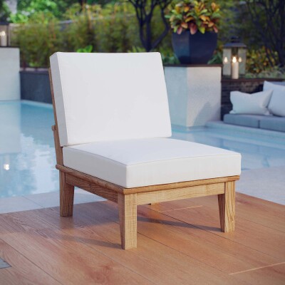 EEI-1150-NAT-WHI-SET Marina Armless Outdoor Patio Teak Sofa Natural