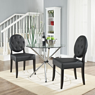 EEI-1279-BLK Button Dining Side Chair (Set of 2) Black