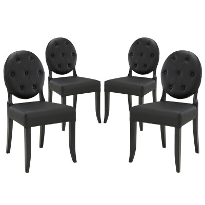 EEI-1280-BLK Button Dining Side Chair (Set of 4) Black