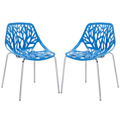 EEI-1317-BLU Stencil Dining Side Chair (Set of 2) Blue