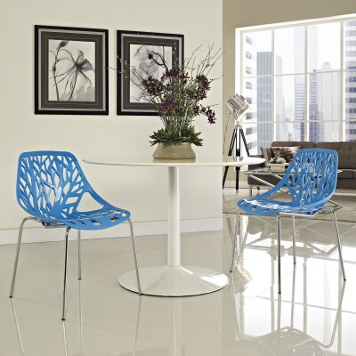 EEI-1317-BLU Stencil Dining Side Chair (Set of 2) Blue