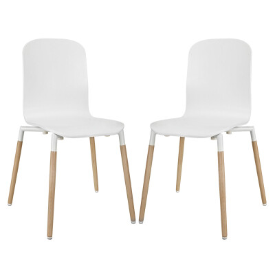 EEI-1372-WHI Stack Dining Chairs Wood (Set of 2) White