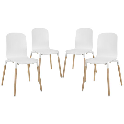 EEI-1373-WHI Stack Dining Chairs Wood (Set of 4) White