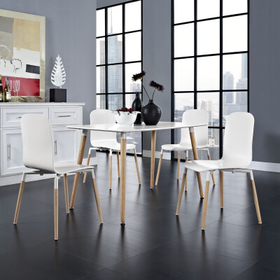 EEI-1373-WHI Stack Dining Chairs Wood (Set of 4) White