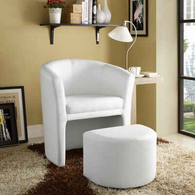 EEI-1407-WHI Divulge Armchair and Ottoman White