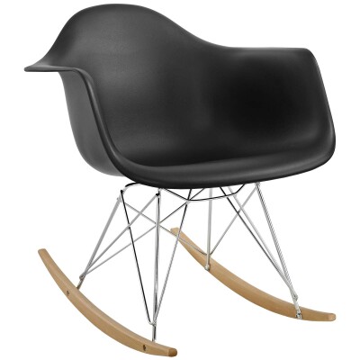 EEI-147-BLK Rocker Plastic Lounge Chair Black