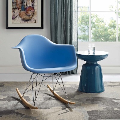 EEI-147-BLU Rocker Plastic Lounge Chair Blue