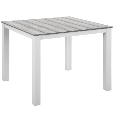 EEI-1507-WHI-LGR Maine 40" Outdoor Patio Dining Table