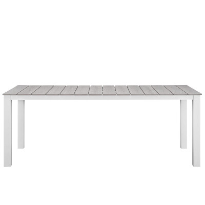 EEI-1509-WHI-LGR Maine 80" Outdoor Patio Dining Table