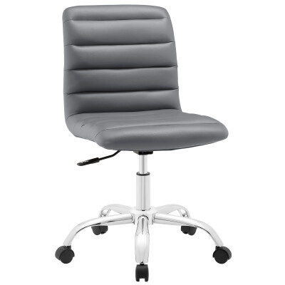 EEI-1532-GRY Ripple Armless Mid Back Vinyl Office Chair Gray