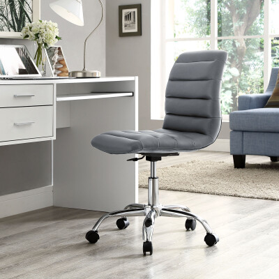 EEI-1532-GRY Ripple Armless Mid Back Vinyl Office Chair Gray