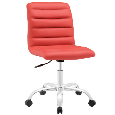 EEI-1532-RED Ripple Armless Mid Back Vinyl Office Chair Red