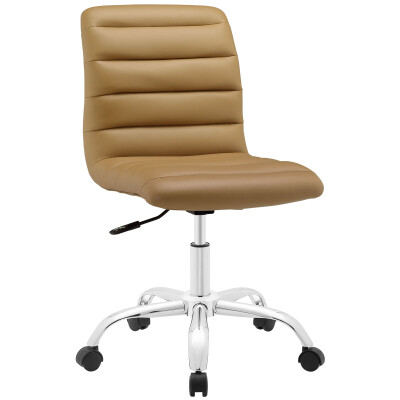EEI-1532-TAN Ripple Armless Mid Back Vinyl Office Chair Tan
