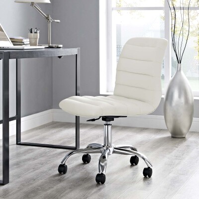 EEI-1532-WHI Ripple Armless Mid Back Vinyl Office Chair White
