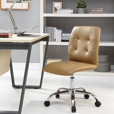 EEI-1533-TAN Prim Armless Mid Back Office Chair Tan