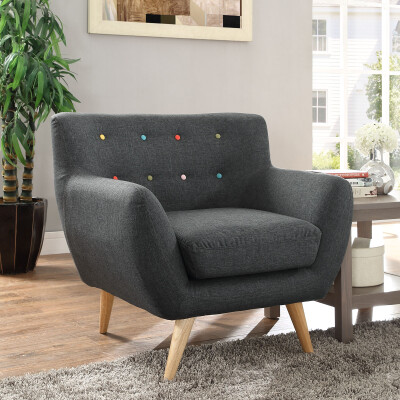 EEI-1631-GRY Remark Upholstered Fabric Armchair Gray