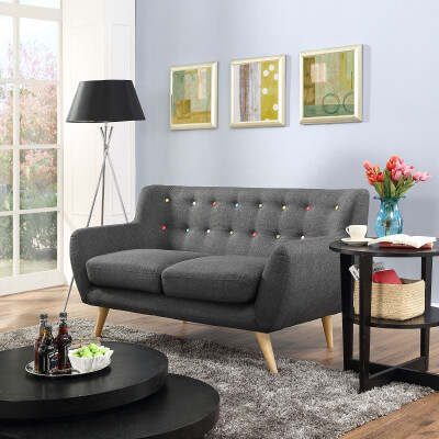 EEI-1632-GRY Remark Upholstered Fabric Loveseat Gray